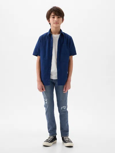 Gap Kids Rip & Repair Slim Jeans In Medium Wash