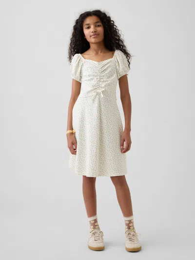 Gap Kids Ruched Dress In Lemon Print