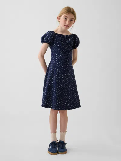 Gap Kids Ruched Dress In Navy Floral