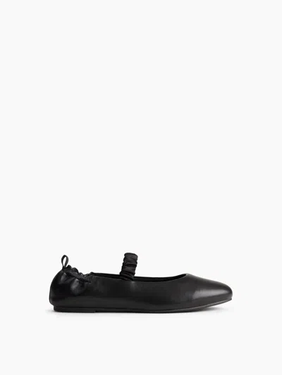 Gap Kids Ruched Vegan Leather Flats In Black