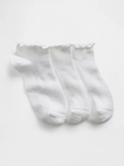 Gap Kids Ruffle Ankle Socks (3-pack) In Optic White