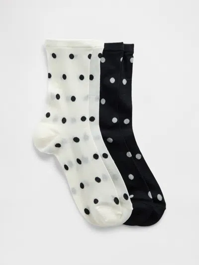 Gap Kids Sheer Dot Crew Socks (2-pack) In Black Polka Dot
