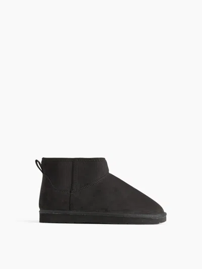 Gap Kids Sherpa-lined Vegan Suede Boots In Black