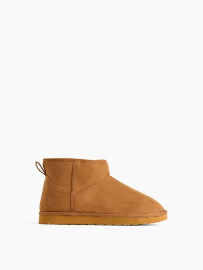 Gap Kids Sherpa-lined Vegan Suede Boots In Cognac