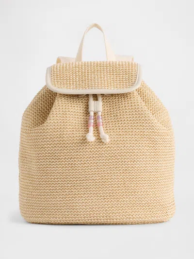 Gap Kids Shimmer Straw Backpack In Natural