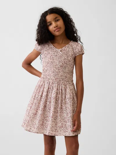 Gap Kids Smocked Print Dress In Burgundy Floral