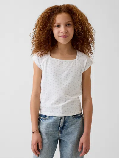 Gap Kids Square-neck T-shirt In New Off White Floral