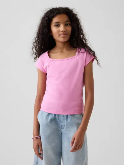 Gap Kids Square-neck T-shirt In Pink Flamingo