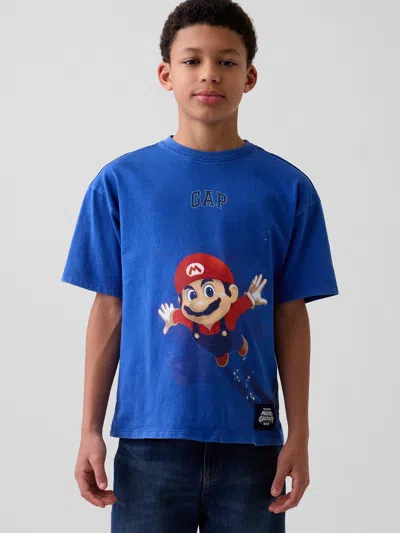 Gap Kids Super Mario Relaxed Graphic T-shirt In Active Blue