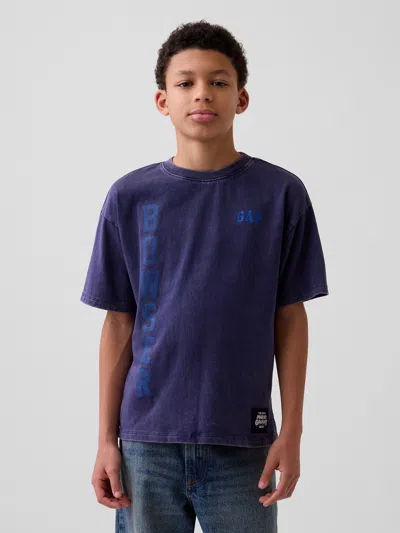 Gap Kids Super Mario Relaxed Graphic T-shirt In Dark Night