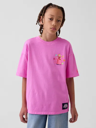 Gap Kids Super Mario Relaxed Graphic T-shirt In Neon Pink Glow