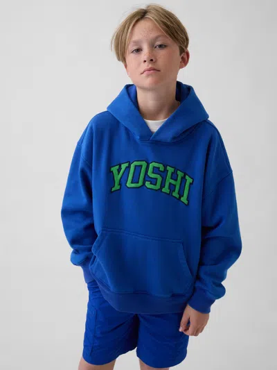 Gap Kids Super Mario Vintagesoft Relaxed Hoodie In Active Blue