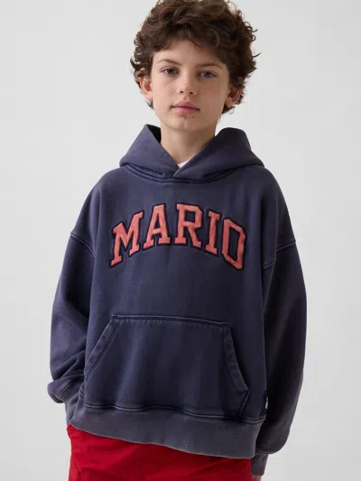 Gap Kids Super Mario Vintagesoft Relaxed Hoodie In Dark Night