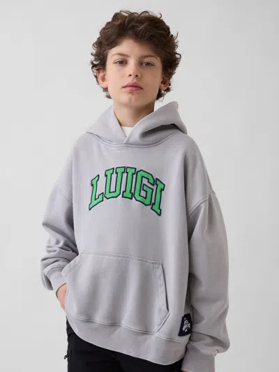 Gap Kids Super Mario Vintagesoft Relaxed Hoodie In Pewter