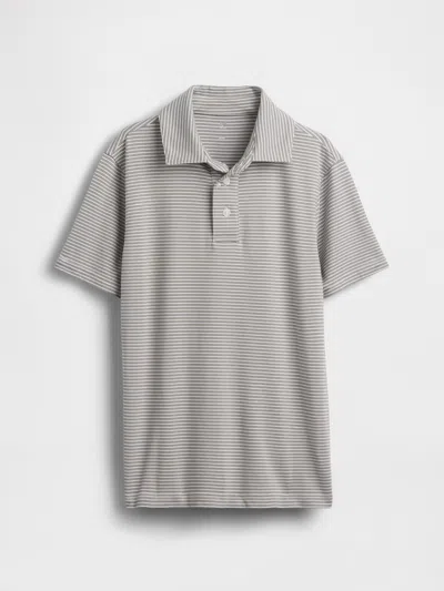 Gap Kids Tech Performance Polo Shirt In Grey Stripe