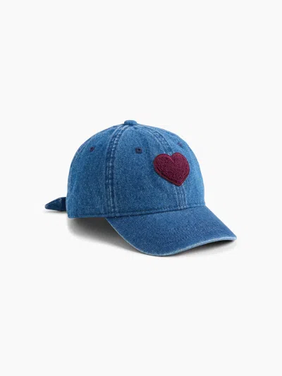 Gap Kids Terry Heart Denim Baseball Hat In Blue