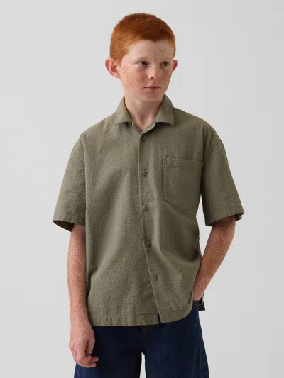 Gap Kids Textured Relaxed Vacay Shirt In Green
