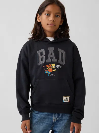 Gap Kids The Simpsons Vintagesoft Bad Logo Hoodie In Black
