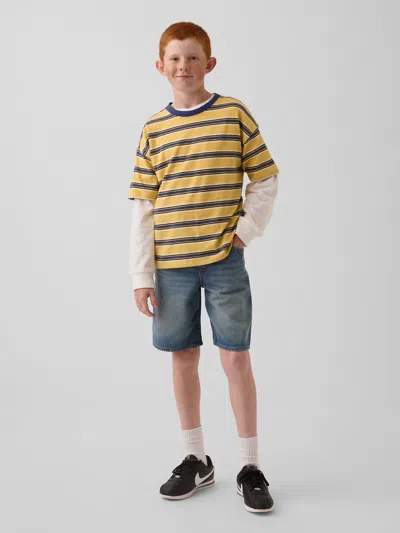 Gap Kids Ultrasoft '90s Loose Easy Denim Shorts In Medium Wash