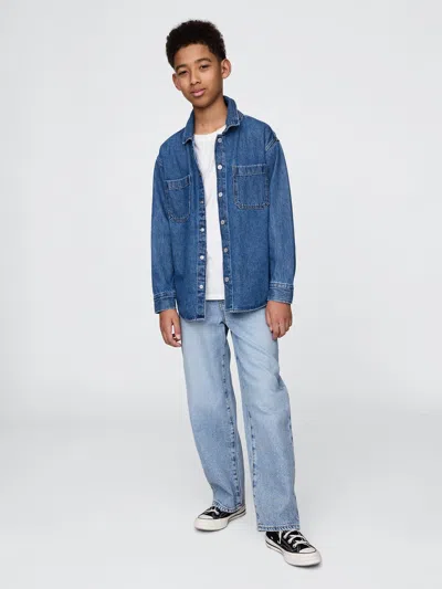 Gap Kids Ultrasoft Pull-on Baggy Jeans In Light Wash