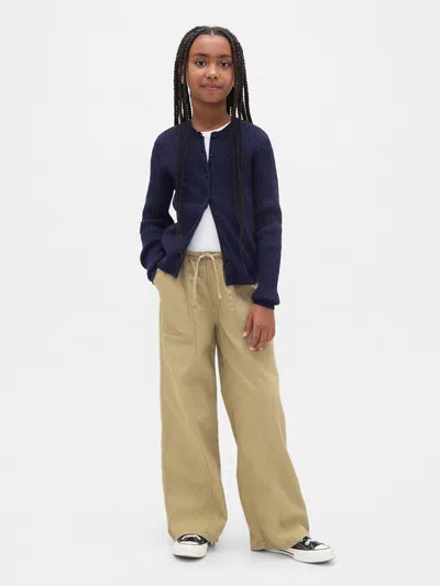 Gap Kids Uniform Easy Wide-leg Pants In Khaki