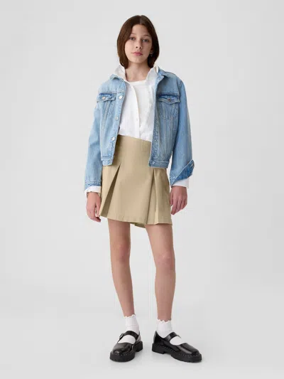Gap Kids Uniform Pleated Khaki Skort In Wicker Tan