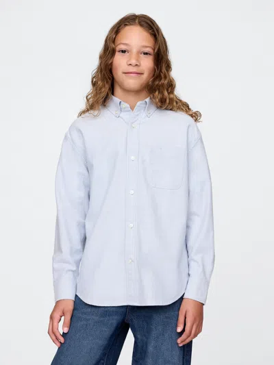 Gap Kids Uniform Relaxed Oxford Shirt In Blue Oxford