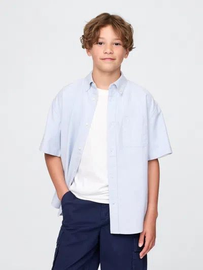 Gap Kids Uniform Relaxed Oxford Shirt In Blue Oxford