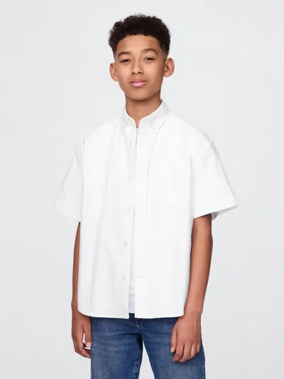 Gap Kids Uniform Relaxed Oxford Shirt In Optic White