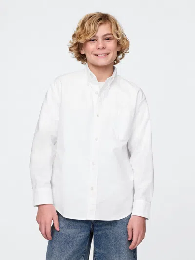Gap Kids Uniform Relaxed Oxford Shirt In Optic White