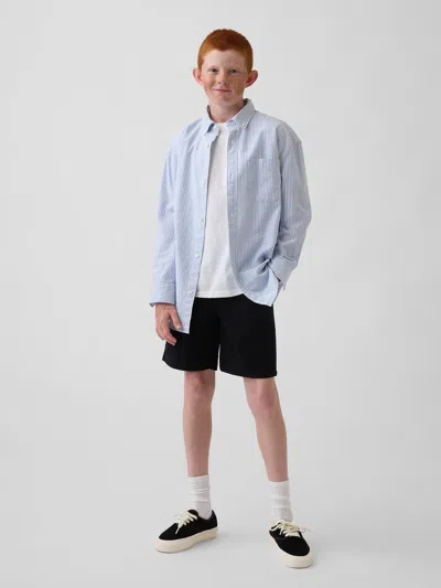 Gap Kids Uniform Stretch Relaxed Khaki Shorts In Black