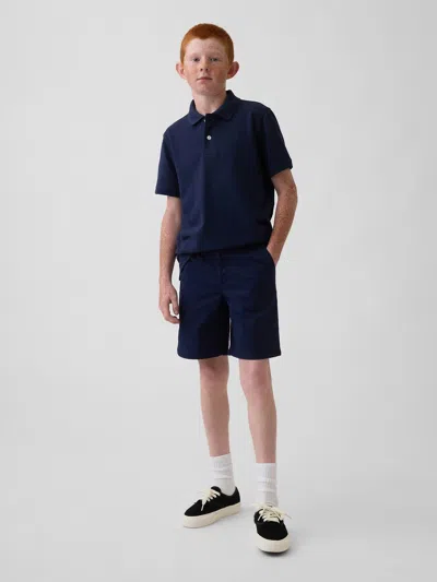 Gap Kids Uniform Stretch Relaxed Khaki Shorts In Navy