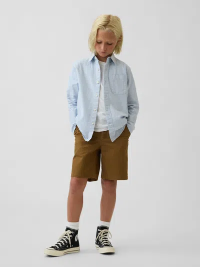 Gap Kids Uniform Stretch Relaxed Khaki Shorts In Palomino Brown