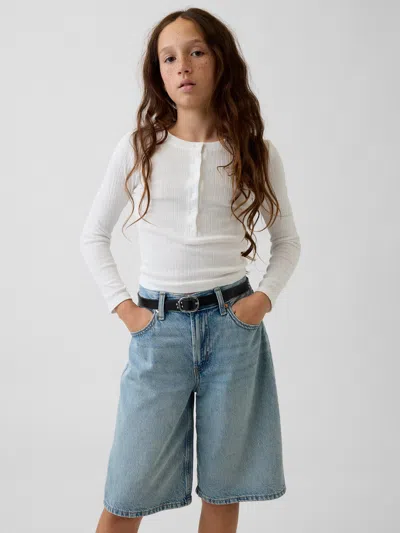 Gap Kids Variegated Rib Henley T-shirt In Off White