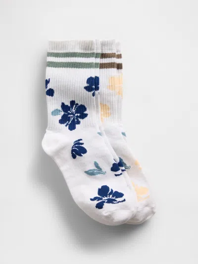 Gap Kids Varsity Floral Crew Socks In Multi