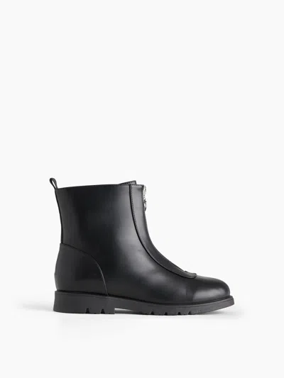 Gap Kids Vegan Leather Zip-front Boots In Black