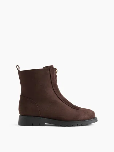 Gap Kids Vegan Suede Zip Boots In Terra Brown