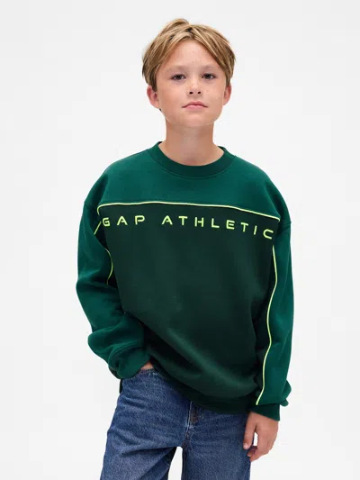 Gap Kids Vintagesoft Colorblock Logo Sweatshirt In Deep Hunter