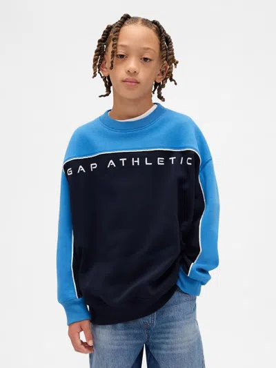 Gap Kids Vintagesoft Colorblock Logo Sweatshirt In Navy Uniform