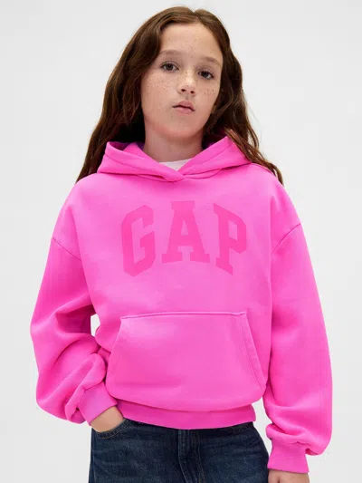 Gap Kids Vintagesoft Logo Hoodie In Standout Pink