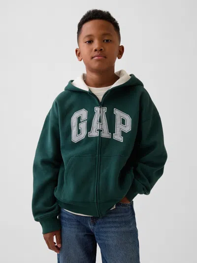 Gap Kids Vintagesoft Logo Zip Hoodie In Deep Hunter