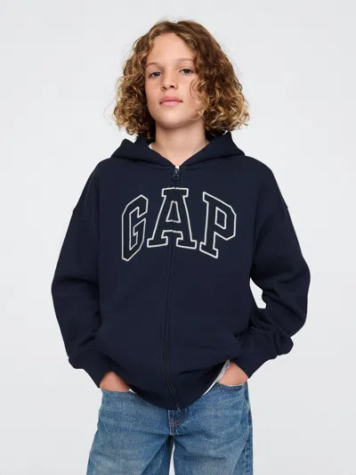Gap Kids Vintagesoft Logo Zip Hoodie In Tapestry Navy