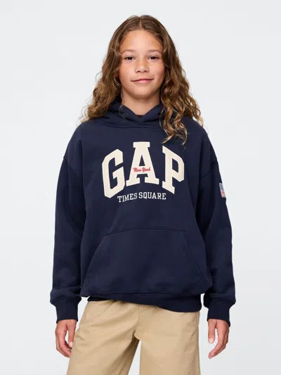 Gap Kids Vintagesoft Nyc Times Square Hoodie In Blue