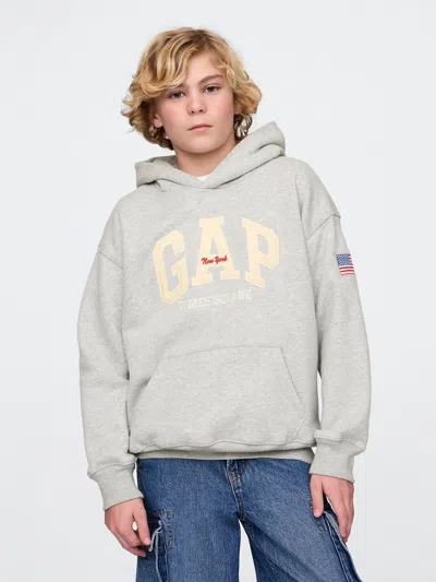 Gap Kids Vintagesoft Nyc Times Square Hoodie In Grey