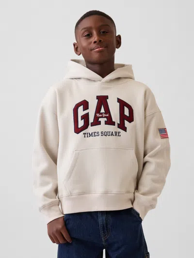 Gap Kids Vintagesoft Nyc Times Square Logo Hoodie In Regular Grey