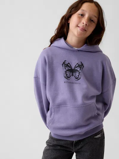 Gap Kids Vintagesoft Oversized Logo Hoodie In Purple Coneflower