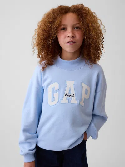 Gap Kids Vintagesoft Oversized Mockneck Logo Sweatshirt In Cerulean Blue