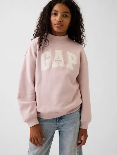 Gap Kids Vintagesoft Oversized Mockneck Logo Sweatshirt In Primitive Pink