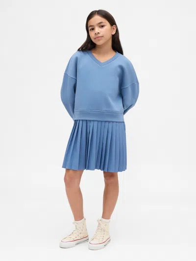Gap Kids Vintagesoft Pleated Sweatshirt Dress In Bainbridge Blue