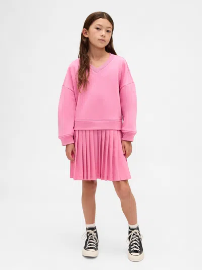 Gap Kids Vintagesoft Pleated Sweatshirt Dress In French Pink